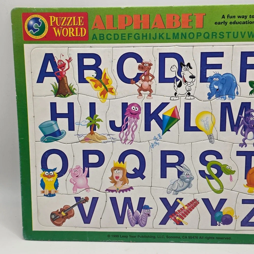 Puzzle World Alphabet Tray Puzzle Kids Multicolor ABC Learning Vintage 1999 Toy